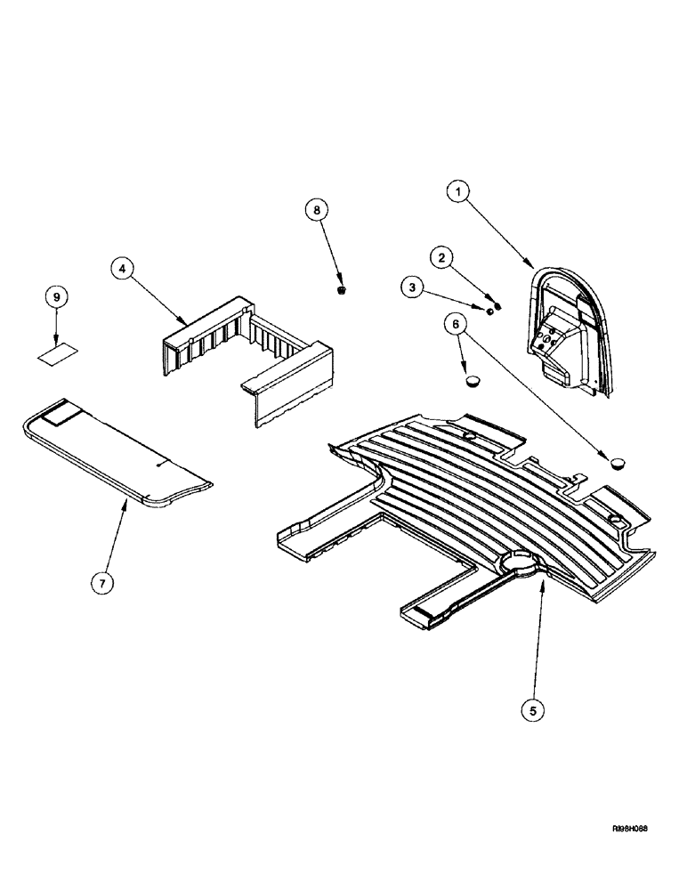 Схема запчастей Case IH MX240 - (9-054) - CAB, FLOOR MAT AND INSULATION (09) - CHASSIS/ATTACHMENTS