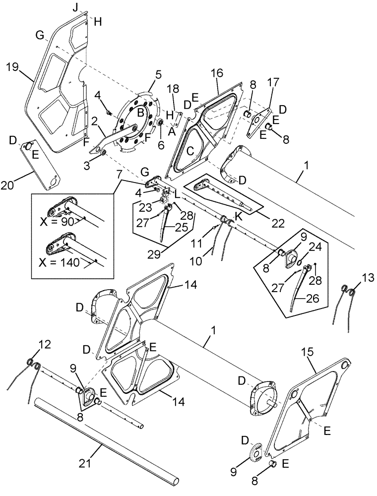 Схема запчастей Case IH 2052 - (09-24) - PICKUP REEL, 6 BAT 30.0 FOOT HEADERS (03) - CHASSIS/MOUNTED EQUIPMENT
