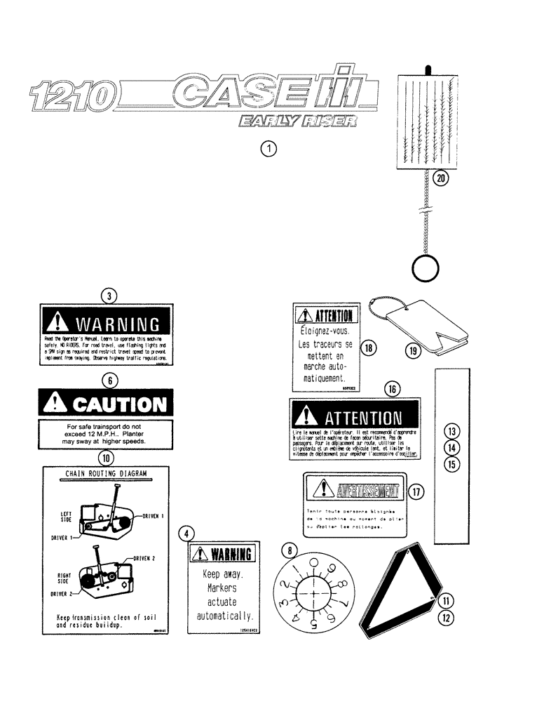 Схема запчастей Case IH 1220 - (90.108.02) - DECALS / TOOLS (90) - PLATFORM, CAB, BODYWORK AND DECALS