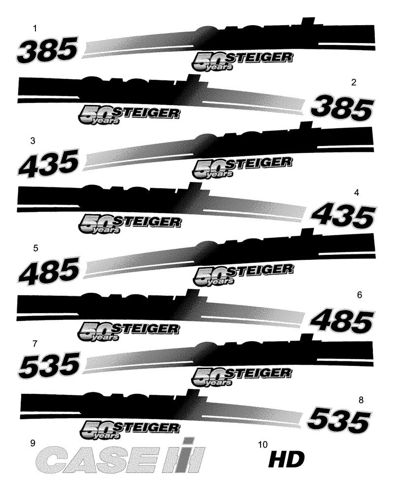Схема запчастей Case IH STEIGER 435 - (09-65) - DECALS, HOOD, WHEEL TRACTOR, BSN Z8F111501 (09) - CHASSIS