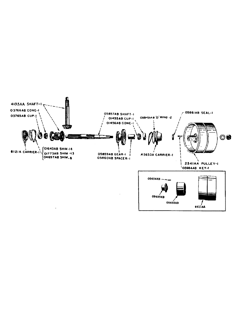 Схема запчастей Case IH SC-SERIES - (054) - BELT PULLEY SHAFT, S, SC, SO (06) - POWER TRAIN