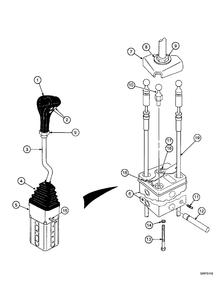 Схема запчастей Case IH L500 - (8-042) - CONTROL ASSEMBLY - 2 FUNCTION (C70 - C100) (08) - HYDRAULICS