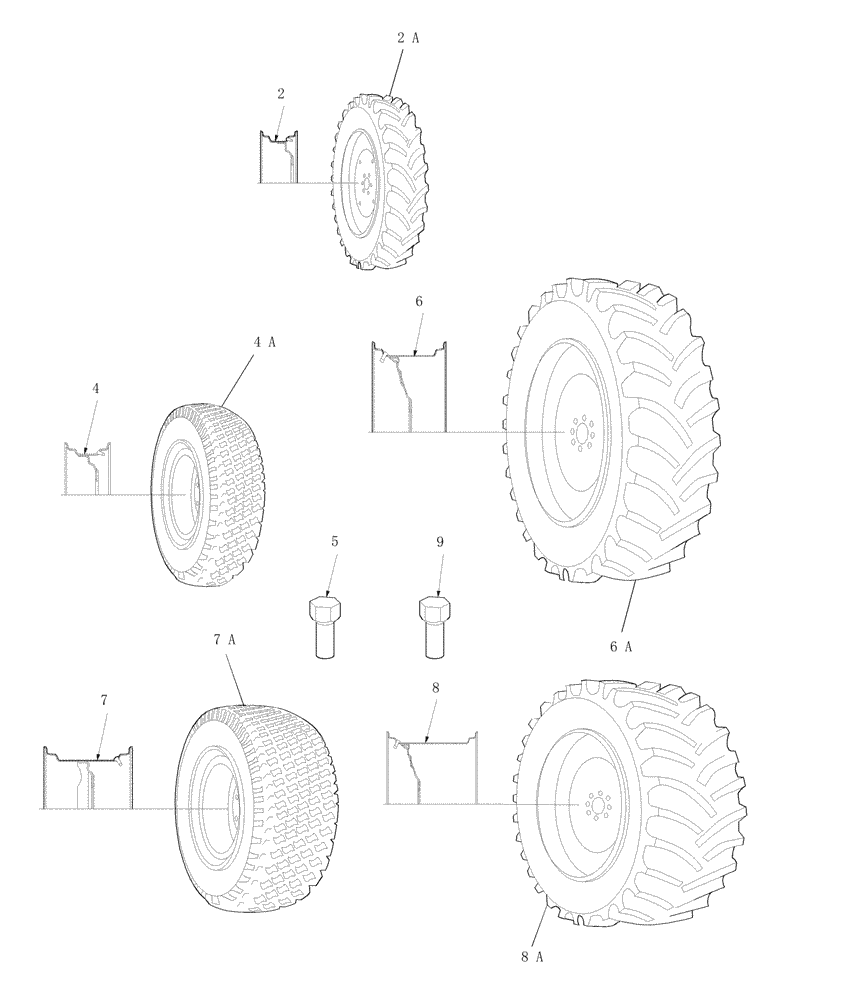 Схема запчастей Case IH DX29 - (11.01) - FRONT & REAR WHEELS (11) - WHEELS/TRACKS