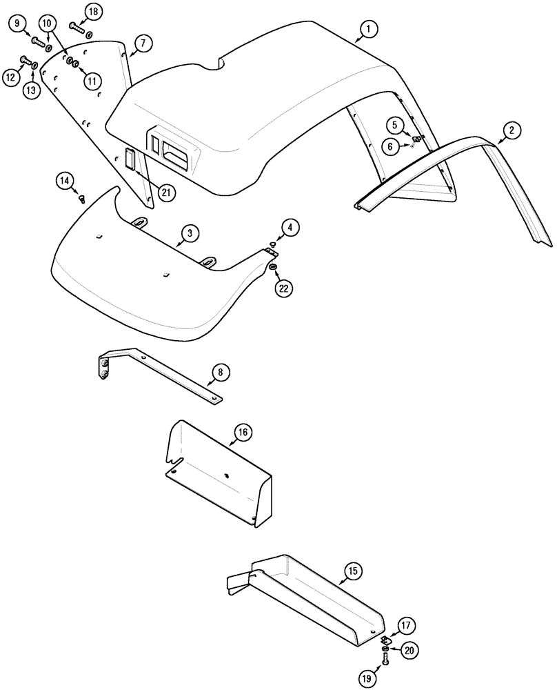 Схема запчастей Case IH MX90C - (09-06) - REAR FENDERS CAB, EUROPE ONLY (09) - CHASSIS