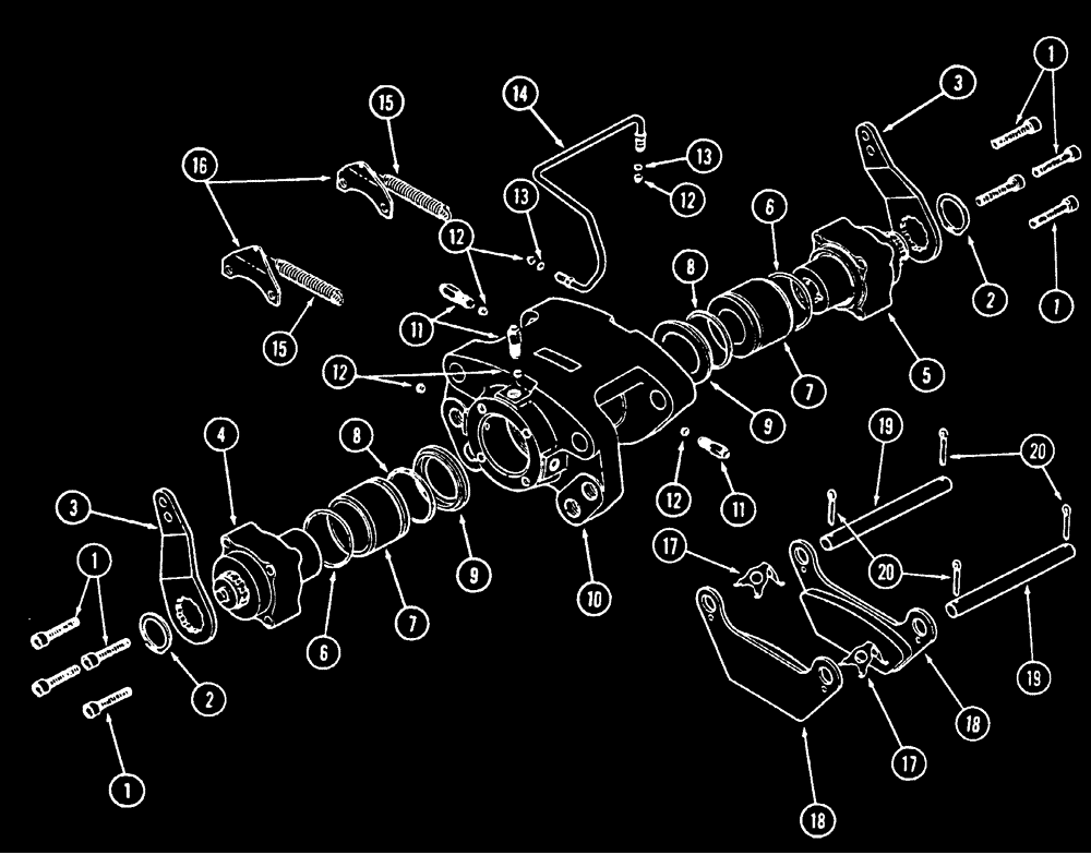 Схема запчастей Case IH 9210 - (7-015A) - BRAKE CALIPER ASSEMBLY, WITH PARKING BRAKE, P.I.N. JEE0032460 AND AFTER (07) - BRAKES