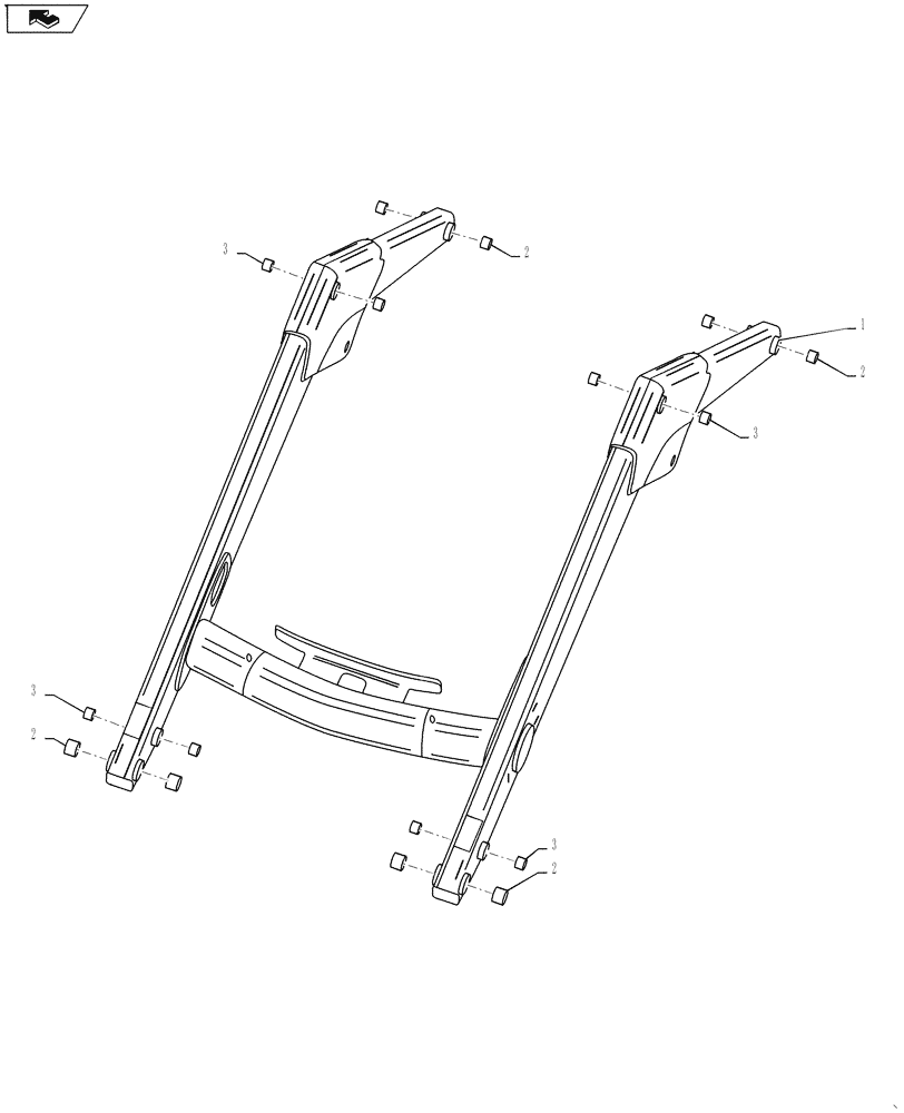 Схема запчастей Case IH L790 - (39.105.03) - LOADER BEAM WITH BUSHINGS (39) - FRAMES AND BALLASTING
