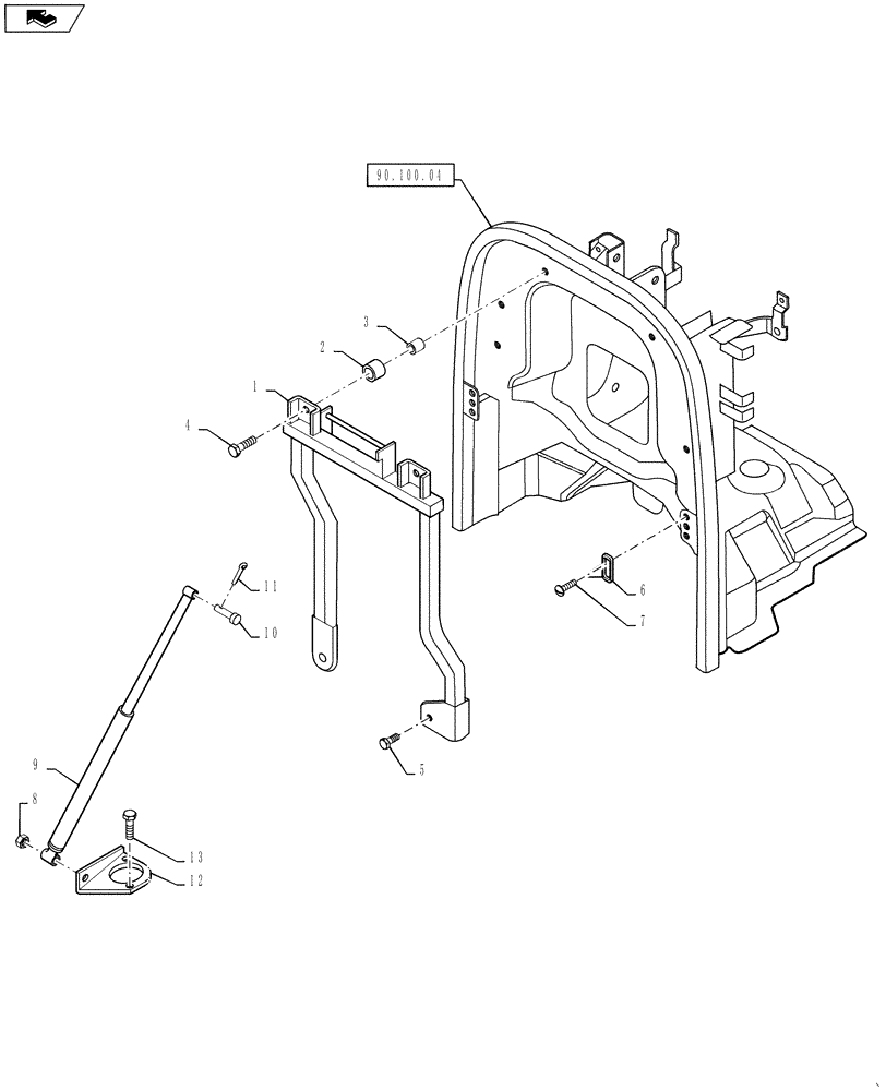 Схема запчастей Case IH FARMALL 30B - (90.100.02) - HOOD SUPPORT (90) - PLATFORM, CAB, BODYWORK AND DECALS
