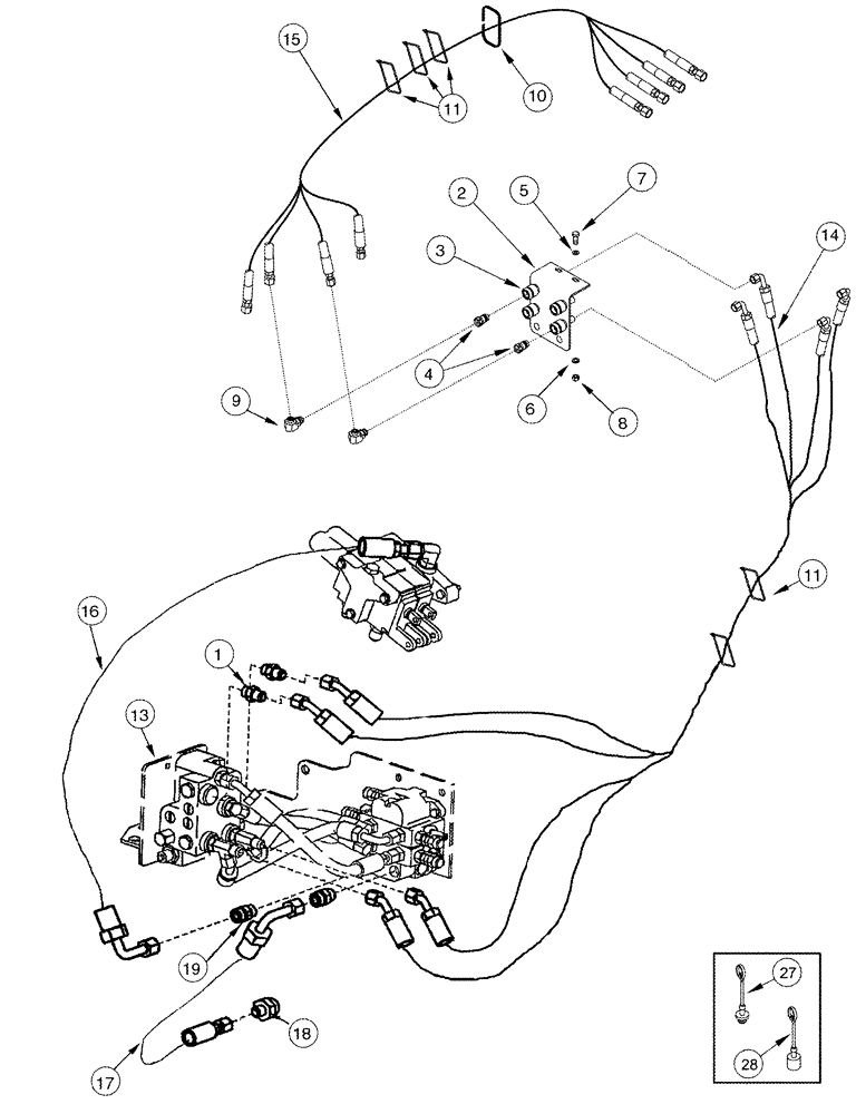 Схема запчастей Case IH L405 - (08-25) - HYDRAULICS EXTERNAL VALVE 2 Function - C50 - C60 With Self Leveling (08) - HYDRAULICS