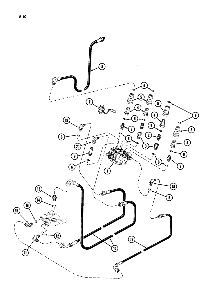 Схема запчастей Case IH 510 - (8-10) - VALVE HYDRAULICS, TRACTORS WITH ROPS (08) - HYDRAULICS