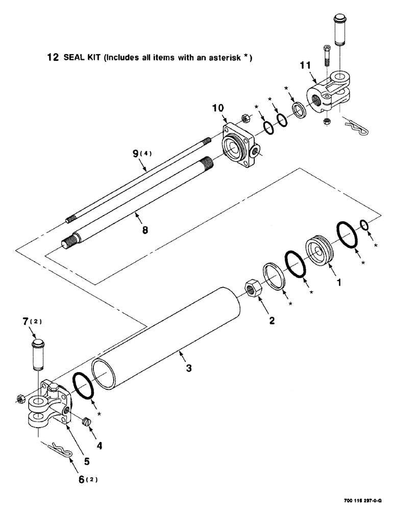 Схема запчастей Case IH 8380 - (8-04) - HYDRAULIC CYLINDER ASSEMBLY, HYDROSWING, 700706828 HYDRAULIC CYLINDER COMPLETE (08) - HYDRAULICS