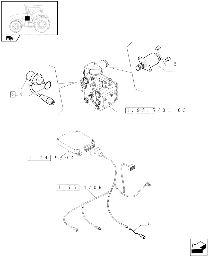 Схема запчастей Case IH PUMA 165 - (1.75.0/06) - (VAR.187-636) FAST STEERING - SOLENOID VALVE AND SENSORS (06) - ELECTRICAL SYSTEMS