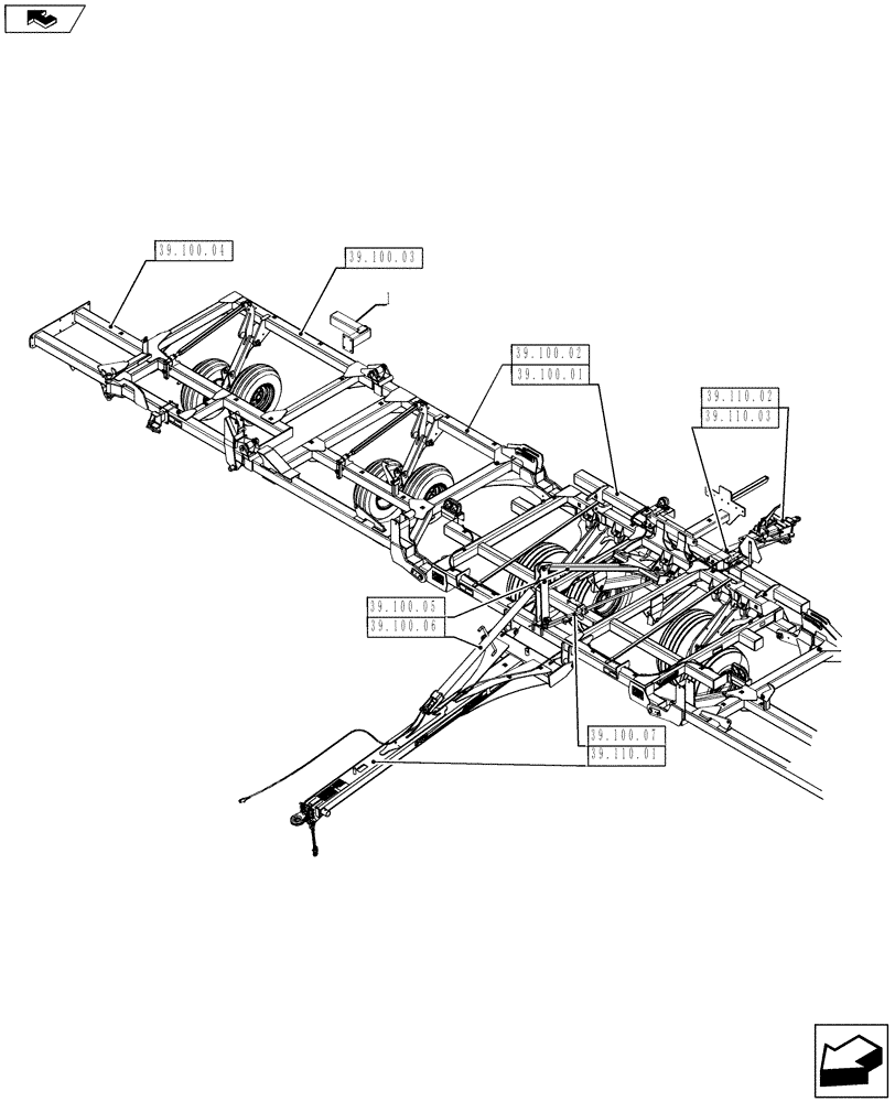 Схема запчастей Case IH NT950 - (39.100.00) - FRAME INDEX (39) - FRAMES AND BALLASTING
