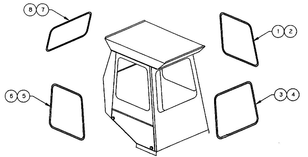 Схема запчастей Case IH PATRIOT NT - (02-002) - GLASS AND SEALS Cab Exterior