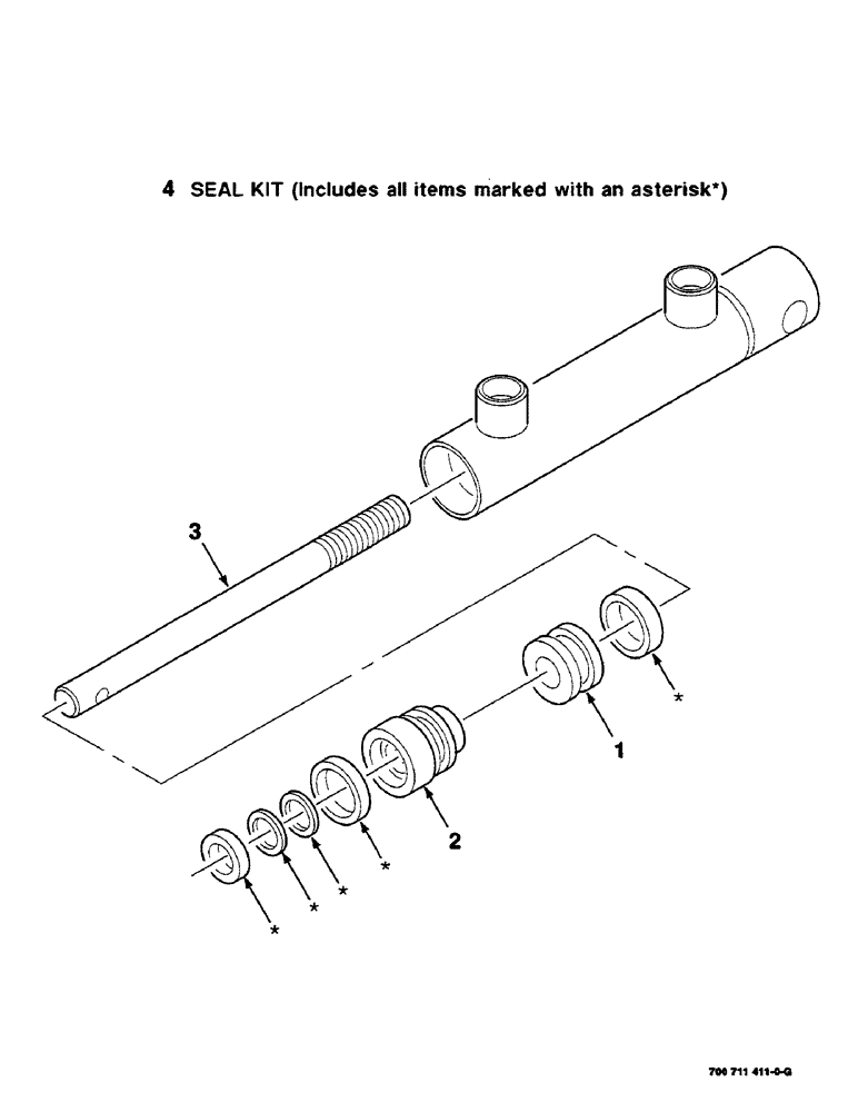 Схема запчастей Case IH 8460 - (9-46) - HYDRAULIC CYLINDER ASSEMBLY, 700711411 HYDRAULIC CYLINDER COMPLETE, 1 INCH BORE X 3 INCH STROKE Decals & Attachments