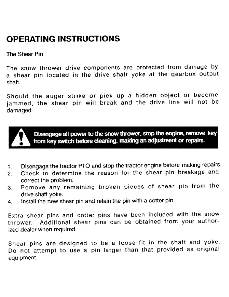 Схема запчастей Case IH ST54 - (24) - OPERATING INSTRUCTIONS, CONTINUED, THE SHEAR PIN 