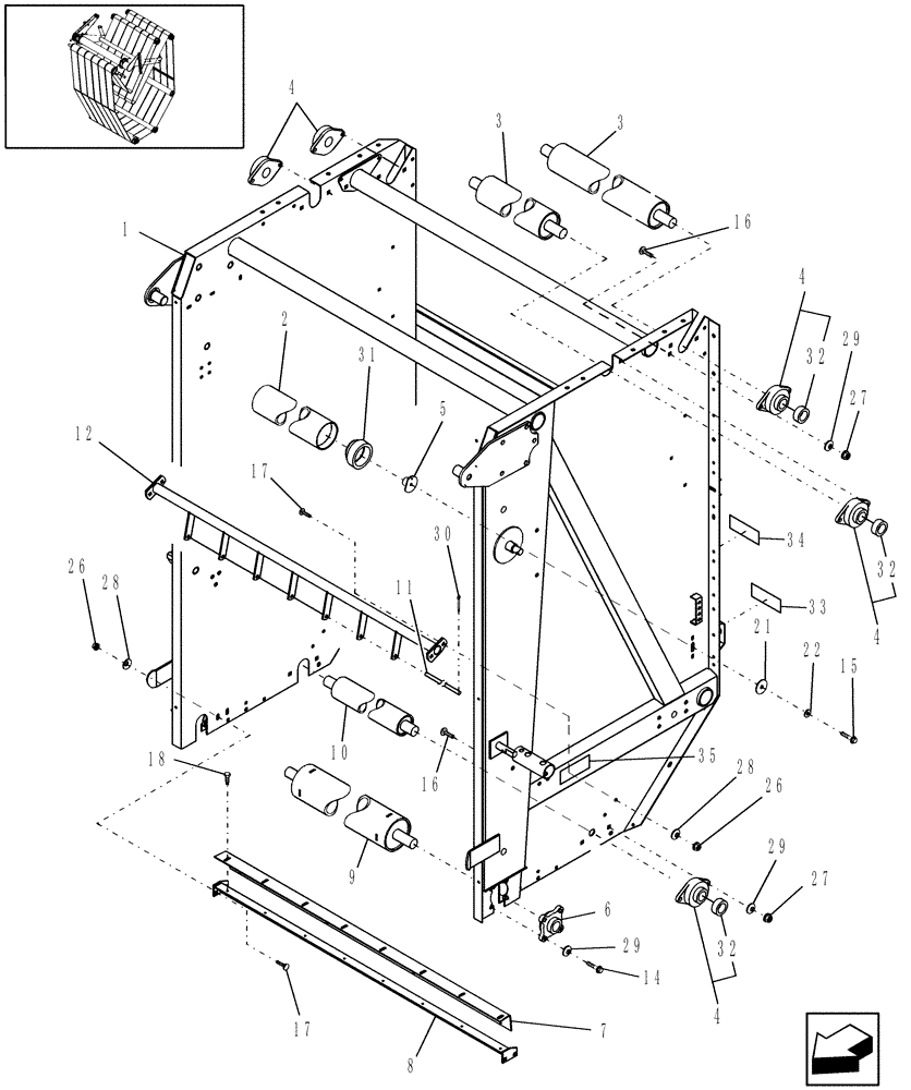 Схема запчастей Case IH RBX562 - (14.46[1]) - TAILGATE & ROLLS, PRIOR TO P.I.N. HBJ0007711 (14) - BALE CHAMBER