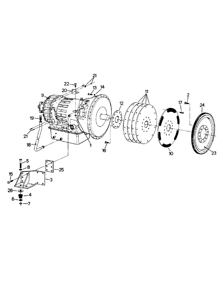 Схема запчастей Case IH PT225 - (04-54) - TRANSMISSION MOUNTING & ATTACHING PARTS, PTA 251, 280 CUMMINS & 310 (04) - Drive Train