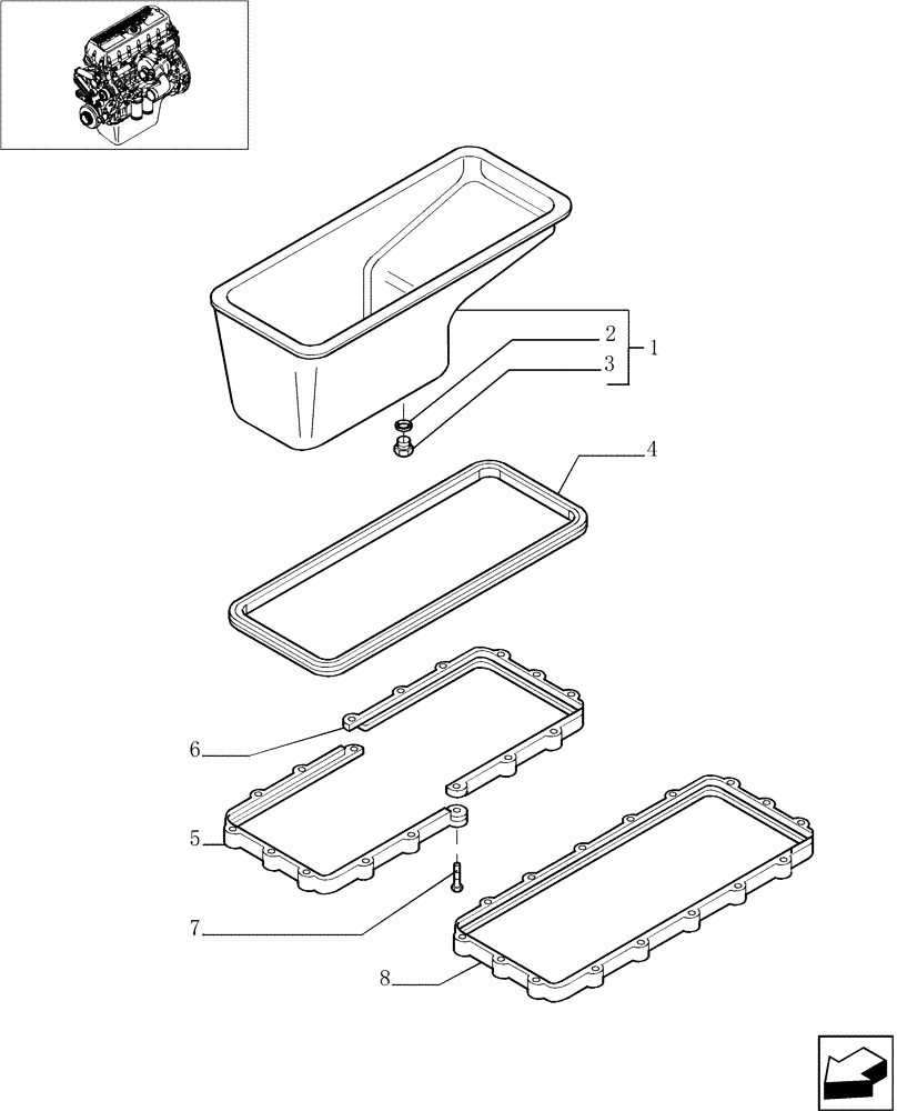Схема запчастей Case IH 8010 - (10.102.02[01]) - OIL SUMP & RELATED PARTS, BSN HAJ106401 (10) - ENGINE
