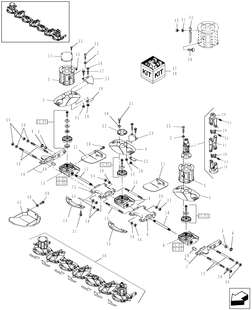 Схема запчастей Case IH DC92F - (14.01) - CUTTERBAR (14) - CROP CUTTING