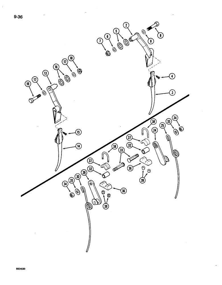Схема запчастей Case IH 1010 - (9-036) - AUXILIARY PICKUP TINE, 6 BAT REEL WITH PLASTIC TINES, J.E. LOVE (58) - ATTACHMENTS/HEADERS