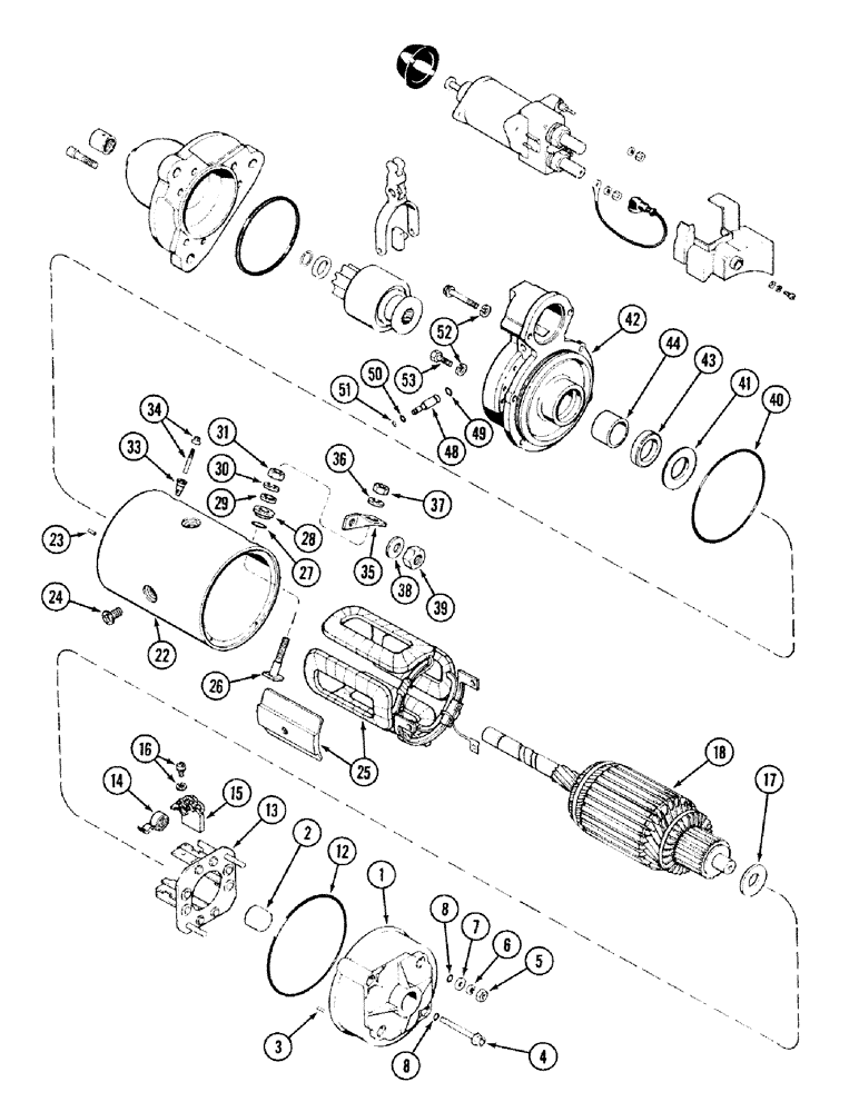 Схема запчастей Case IH 2394 - (4-42) - STARTER ASSEMBLY - A187728 (04) - ELECTRICAL SYSTEMS