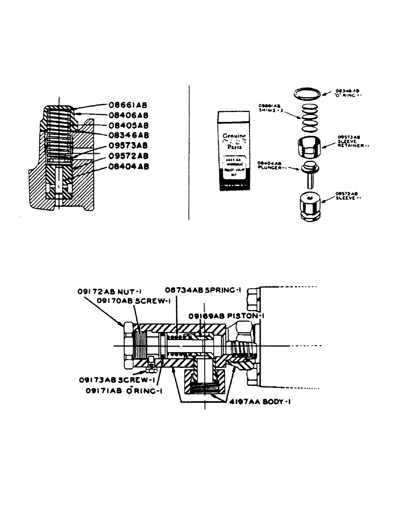 Схема запчастей Case IH 400-SERIES - (210) - RELIEF VALVE ASSEMBLY AND 4443AA SERVICE KIT, FOR TRACTORS WITHOUT EAGLE HITCH (08) - HYDRAULICS