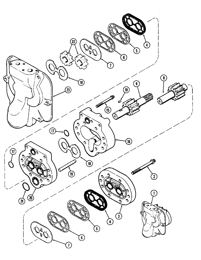 Схема запчастей Case IH 1370 - (175A) - HYDRAULICS, A63302 DOUBLE GEAR HYDRAULIC PUMP ASSEMBLY (08) - HYDRAULICS