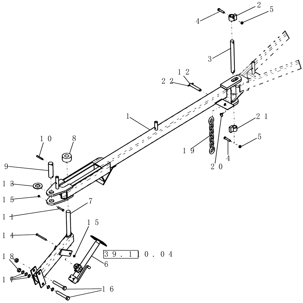 Схема запчастей Case IH 800 - (39.110.14) - HITCH, TOW BEHIND AIR CART (39) - FRAMES AND BALLASTING
