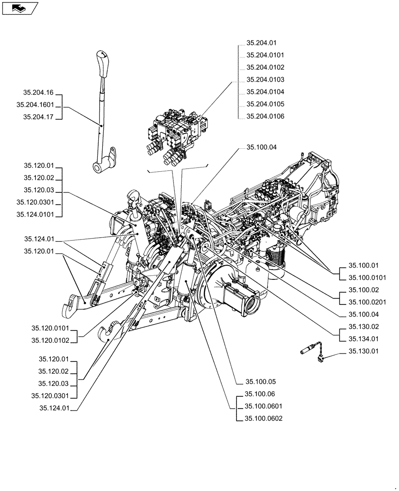 Схема запчастей Case IH PUMA 215 - (35.000.00[01]) - PICTORIAL INDEX - HYDRAULIC SYSTEMS (35) - HYDRAULIC SYSTEMS