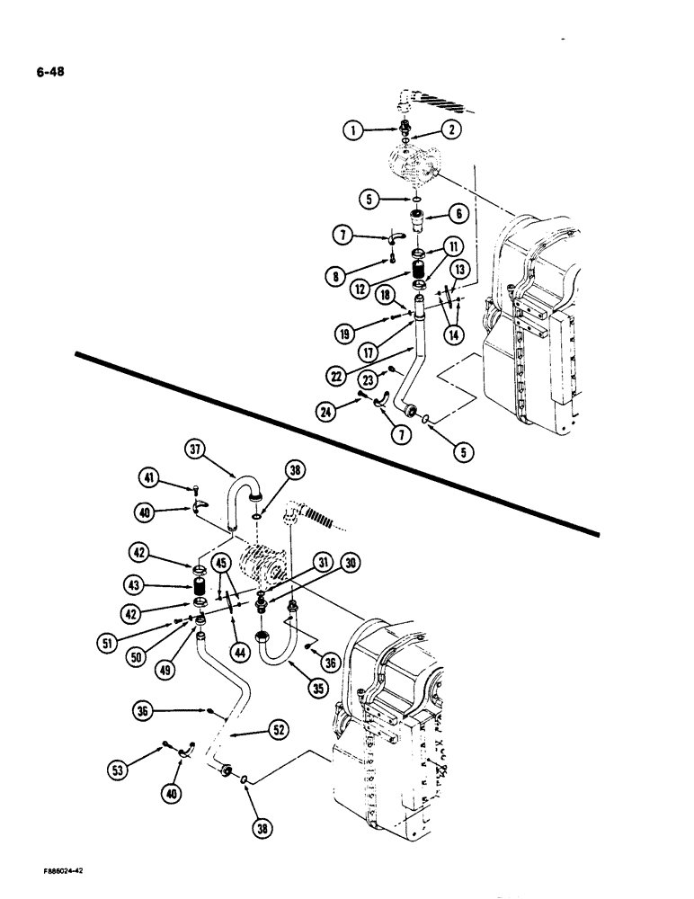 Схема запчастей Case IH 9170 - (6-48) - TRANSMISSION LUBRICATION, TRANSMISSION TO PUMP WITHOUT PTO SYSTEM (06) - POWER TRAIN