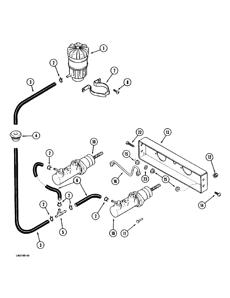 Схема запчастей Case IH 1670 - (7-08) - MASTER BRAKE CYLINDERS RESERVOIR, CONNECTIONS AND MOUNTING (5.1) - BRAKES