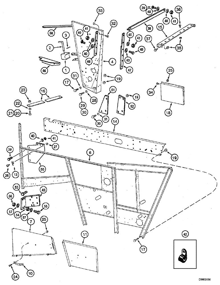 Схема запчастей Case IH 2144 - (9H-04) - LEFT HAND SEPARATOR DOORS, SIDE AND SUPPORTS (12) - CHASSIS