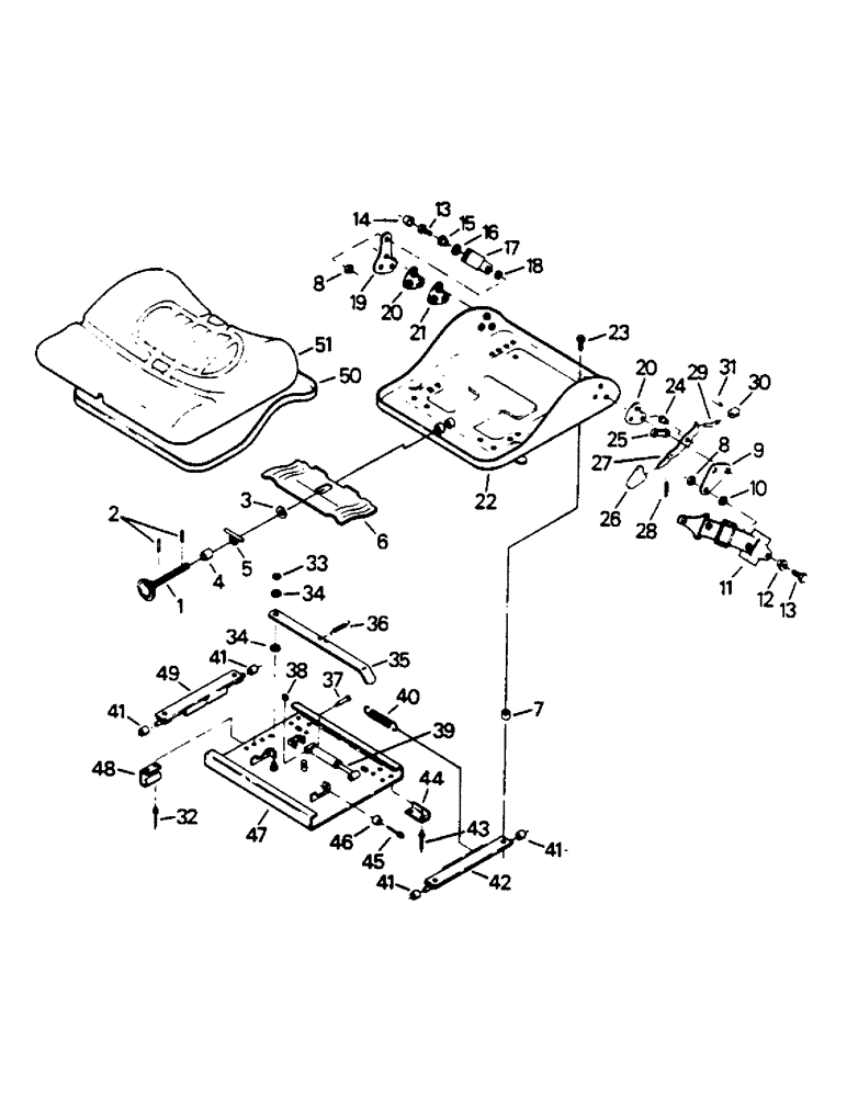 Схема запчастей Case IH 9130 - (01-29) - SEAT ASSEMBLY, SEAT CUSHION AND LATERAL ISOLATOR (10) - CAB
