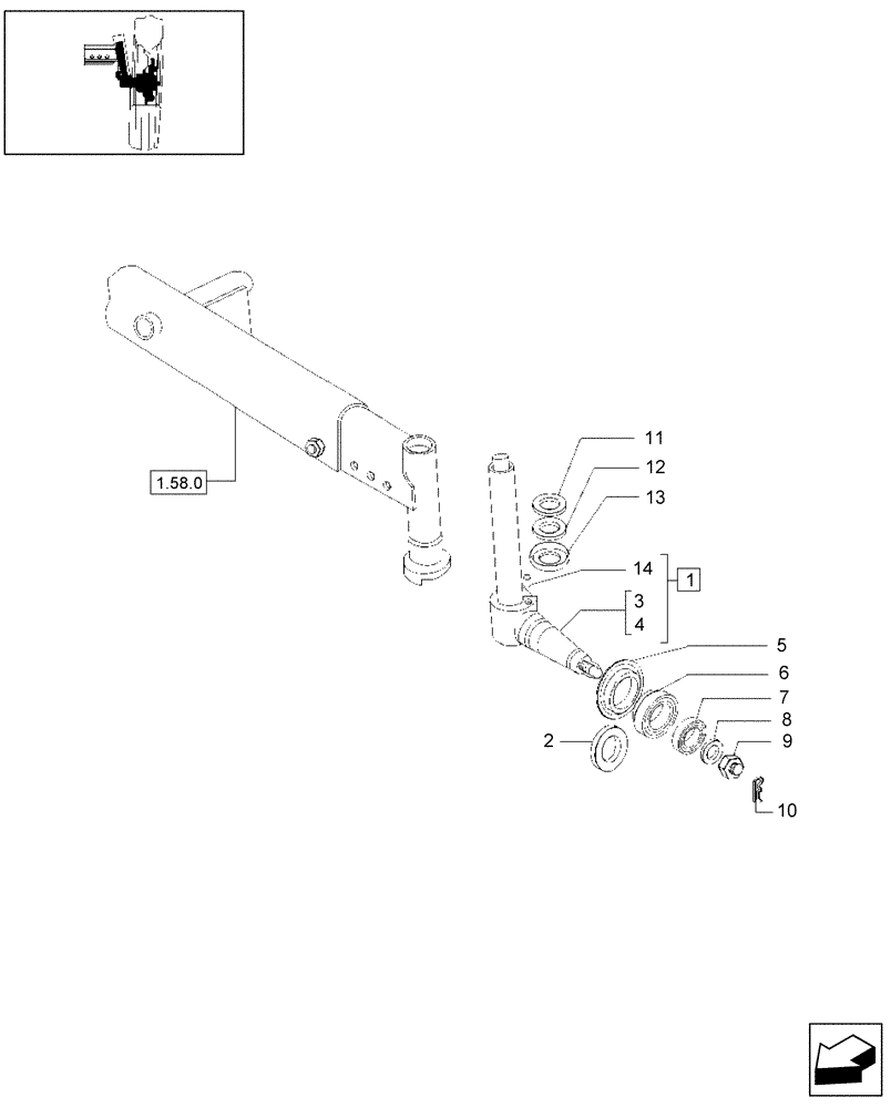 Схема запчастей Case IH JX75 - (1.58.2[02]) - STEERING PIVOT PINS - RELEVANT PARTS (04) - FRONT AXLE & STEERING