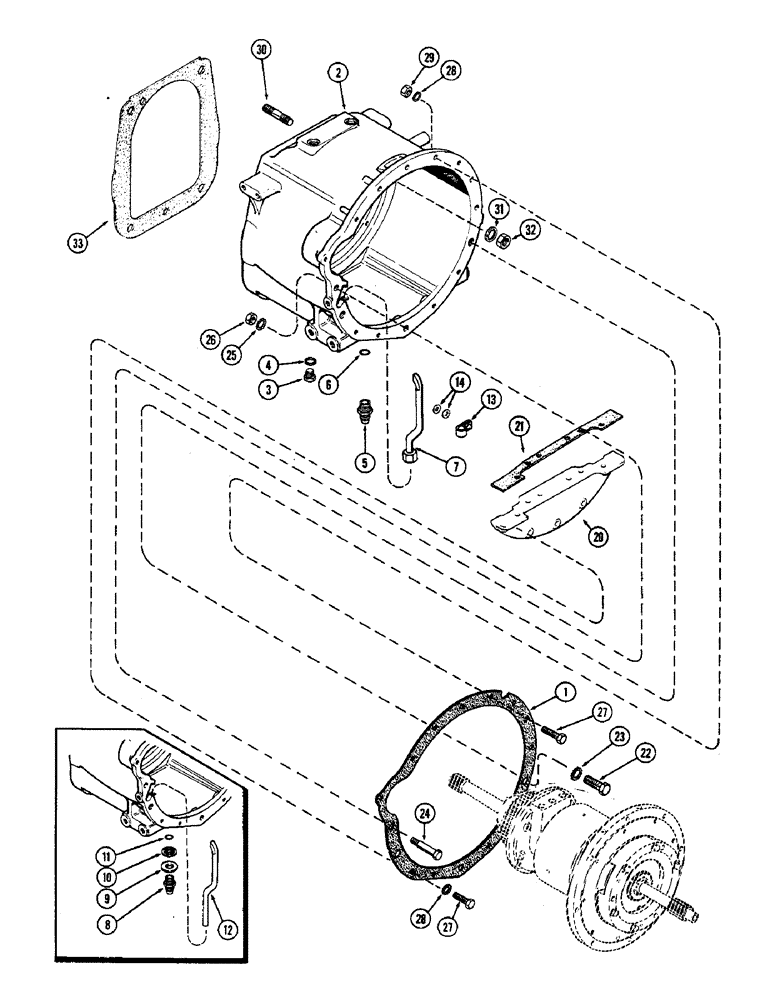 Схема запчастей Case IH 2470 - (198) - CLUTCH HOUSING AND ATTACHING PARTS (06) - POWER TRAIN