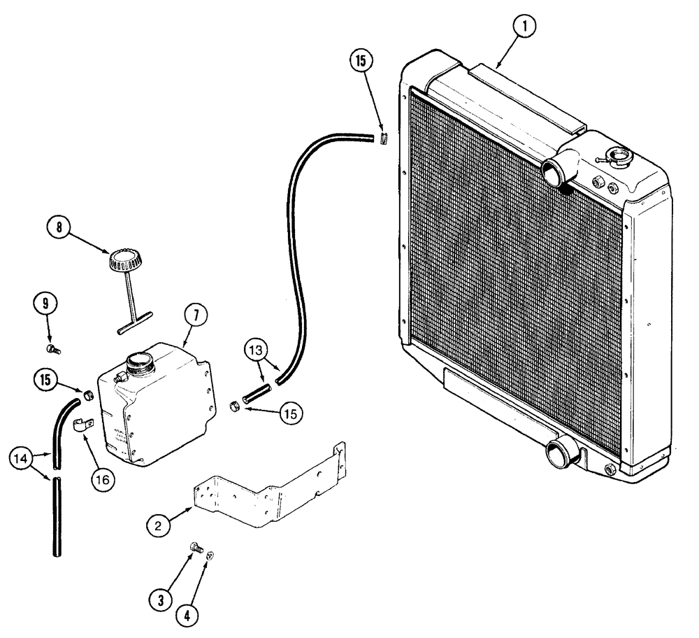 Схема запчастей Case IH 7210 - (2-010) - COOLANT RECOVERY SYSTEM, PRIOR TO P.I.N. JJA0064978 (02) - ENGINE