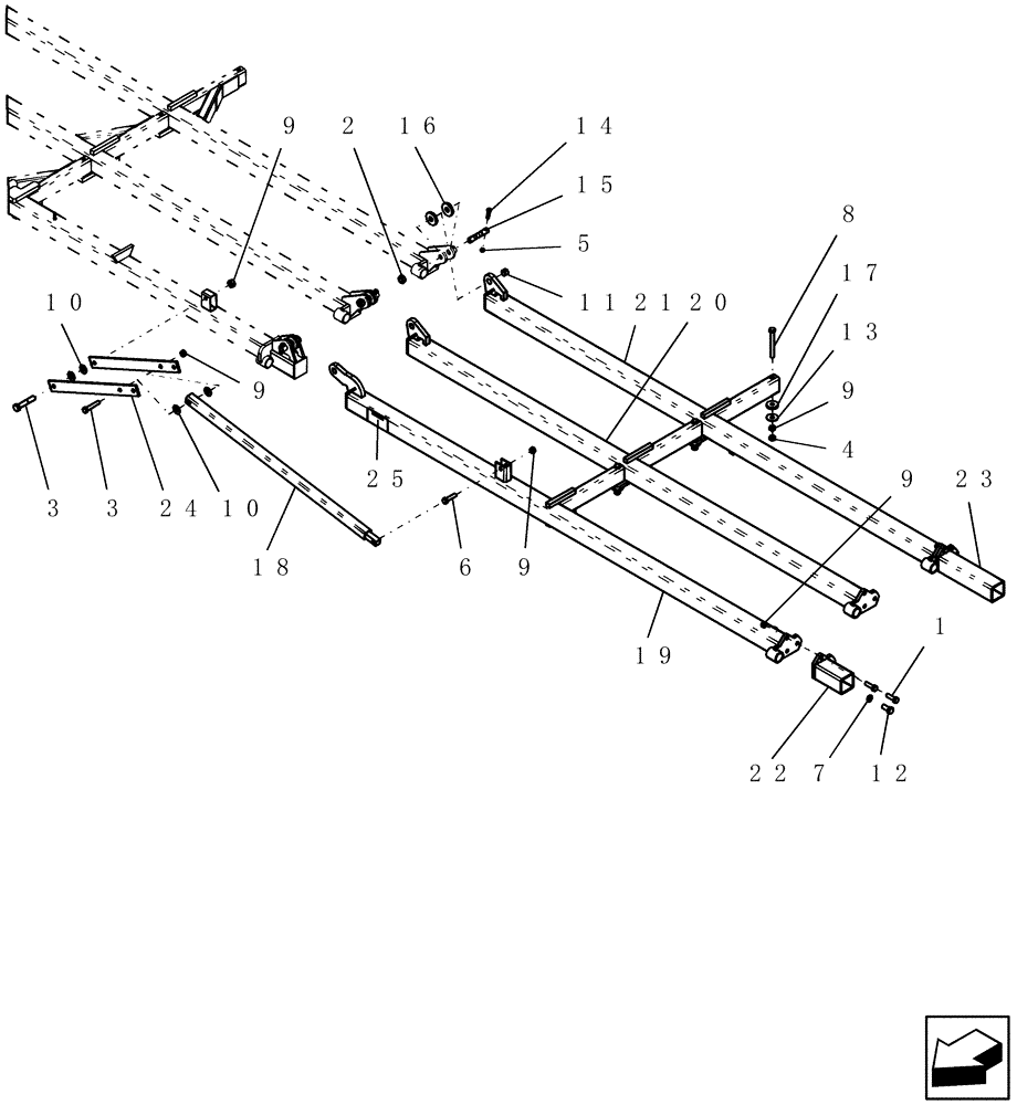 Схема запчастей Case IH ATX400 - (1.250.1) - 12 THREE SECTION OUTER WING (FRONT) - 39 MODEL SHOWN (12) - FRAME