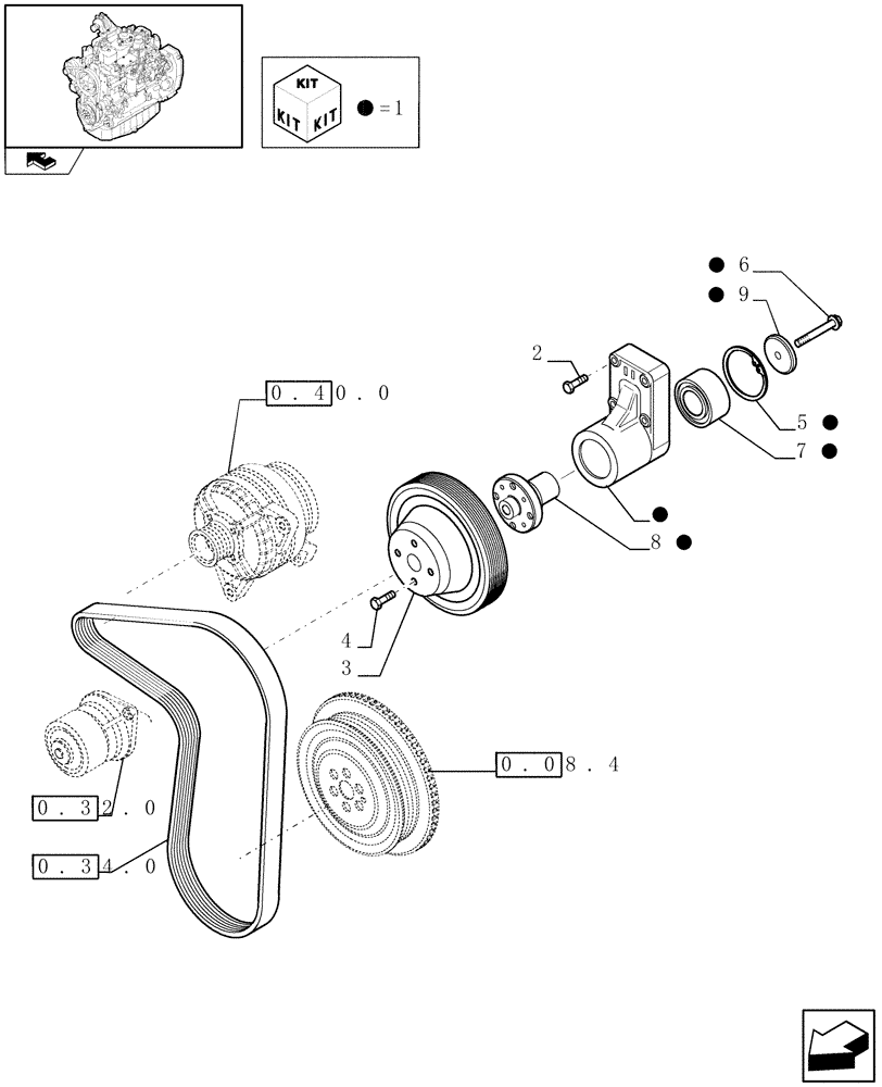 Схема запчастей Case IH F4GE9484K J601 - (0.34.5) - FAN DRIVE (504036557-504051421) 
