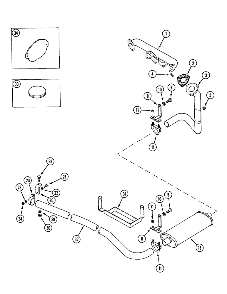 Схема запчастей Case IH 1394 - (2-11A) - DOWNSWEPT EXHAUST (02) - ENGINE