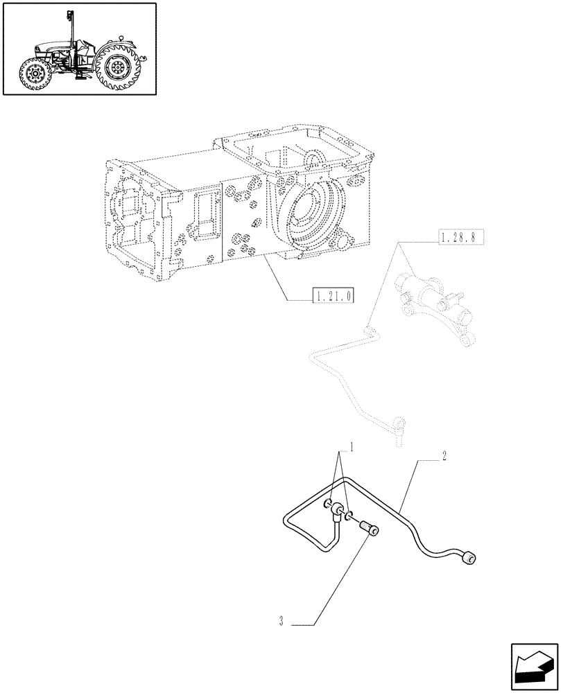 Схема запчастей Case IH JX1070C - (1.28.8/02[01A]) - (VAR.307) 4WD ELECTRO - HYDRAULIC COUPLING - GEAR LUBRICATION SYSTEM - D5723 (03) - TRANSMISSION