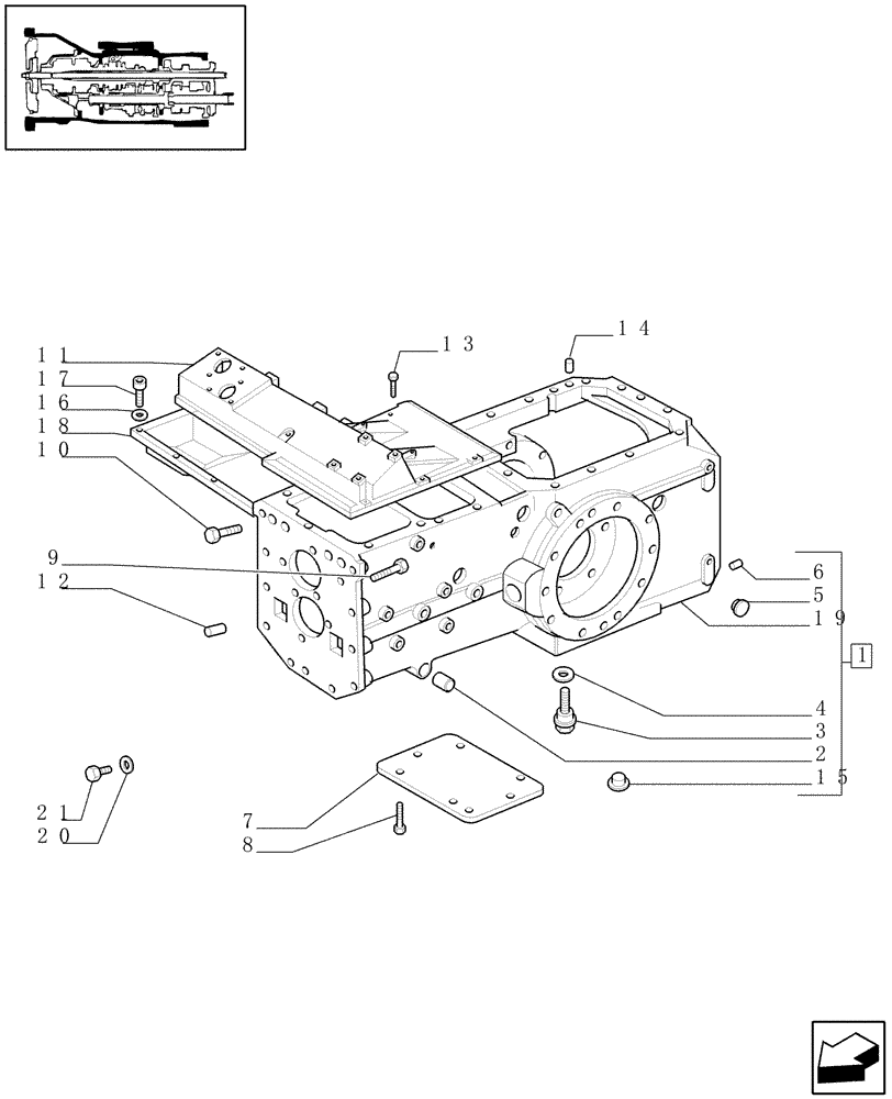 Схема запчастей Case IH JX65 - (1.21.0[02A]) - TRACTOR BODY - CAPS AND COVERS - D5712 (03) - TRANSMISSION