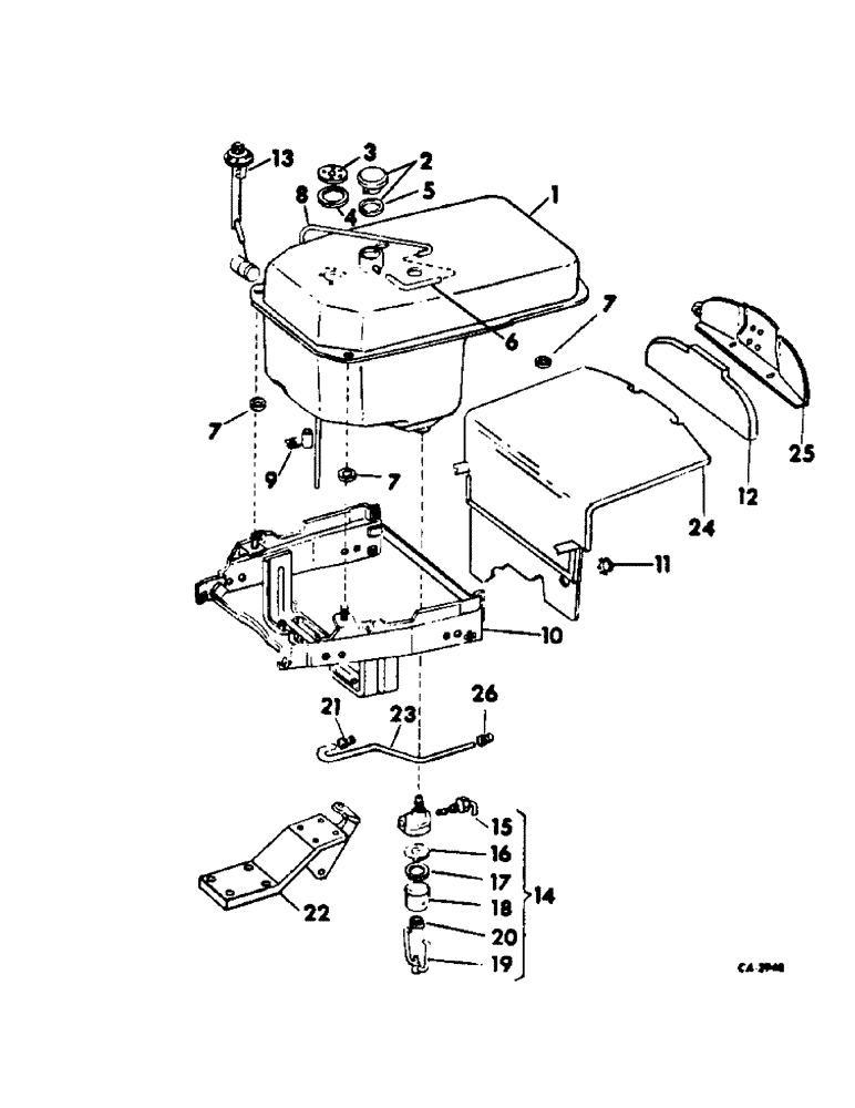Схема запчастей Case IH 544 - (E-08) - FUEL SYSTEM, FUEL TANKS, SUPPORTS AND PIPING, INTERNATIONAL GASOLINE ENGINE TRACTORS (02) - FUEL SYSTEM