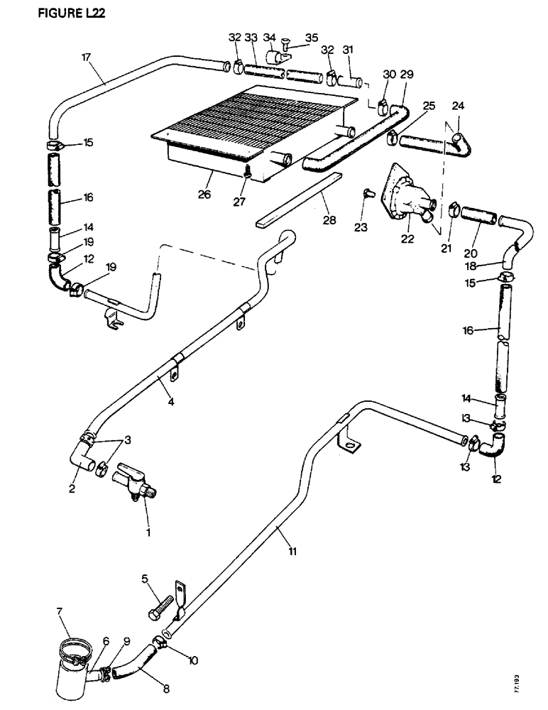 Схема запчастей Case IH 1412 - (L22-1) - CHASSIS, BONNET, FENDERS, SAFETY FR. & CAB, CAB HEATER PIPES& FITTINGS, OPTIONAL EQUIP., 1410Q,1412Q (12) - CHASSIS