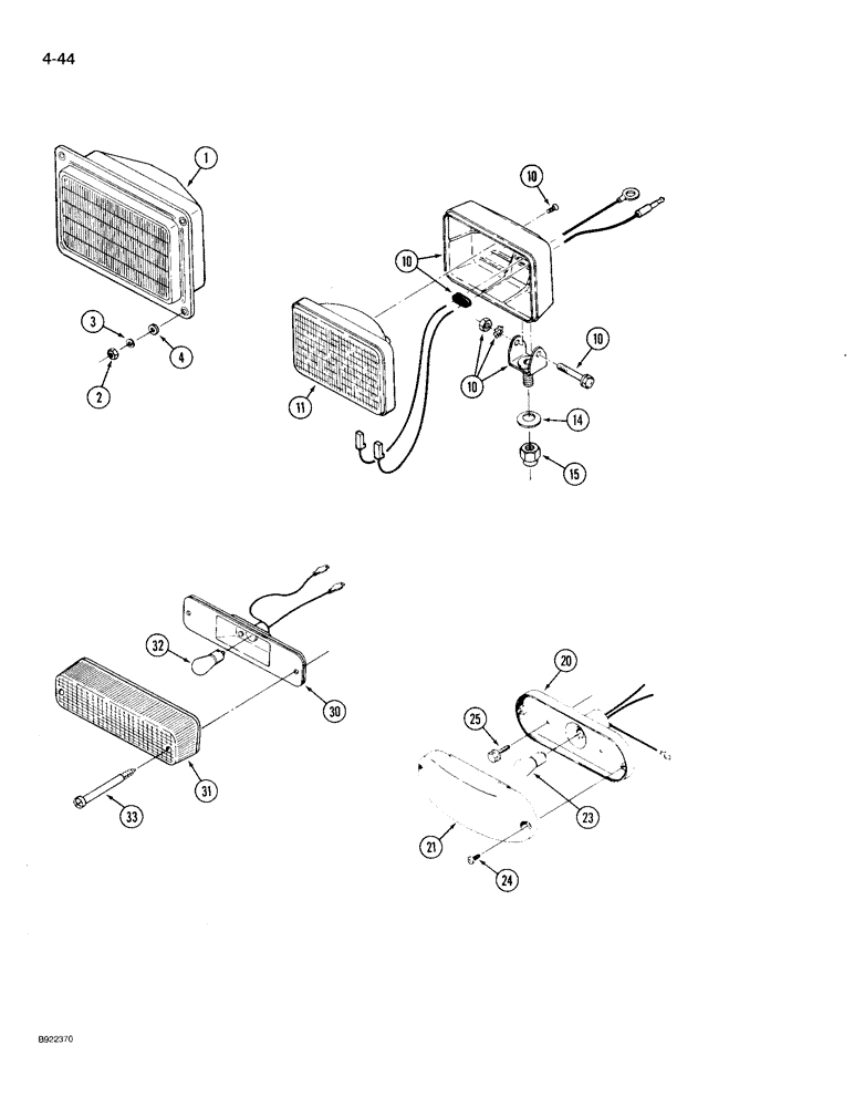 Схема запчастей Case IH 9230 - (4-044) - LAMPS, HEAD LAMP, PRIOR TO P.I.N. JCB0028400 (04) - ELECTRICAL SYSTEMS