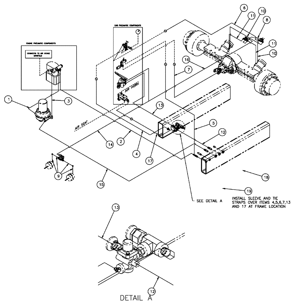 Схема запчастей Case IH FLX4300 - (07-001) - PNEUMATIC LINES GROUP Pneumatics