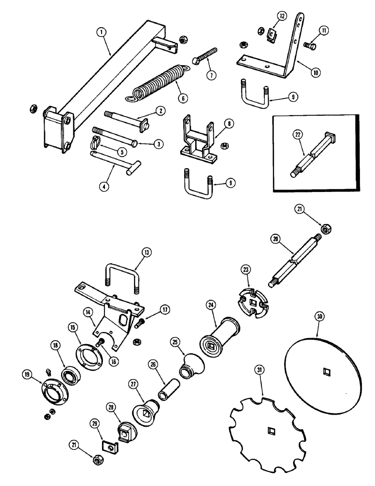Схема запчастей Case IH F21 - (046) - 5 BLADE WING GANG, REAR LEFT, 7 INCH SPACING, F21, F21-7-214, 228 & F21-0-214 