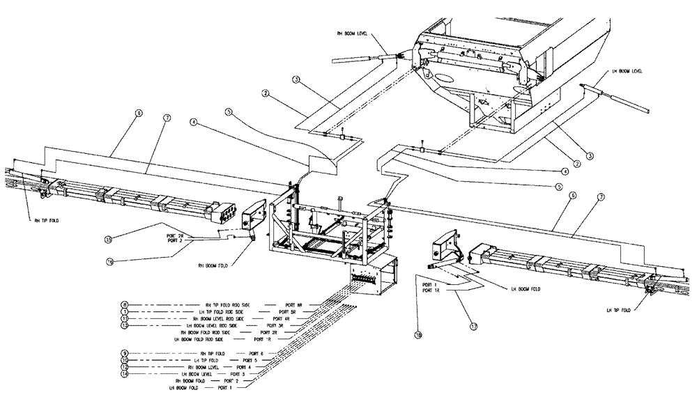 Схема запчастей Case IH 438 - (04-031) - HOSE GROUP, 70’ BOOMS Boom Group