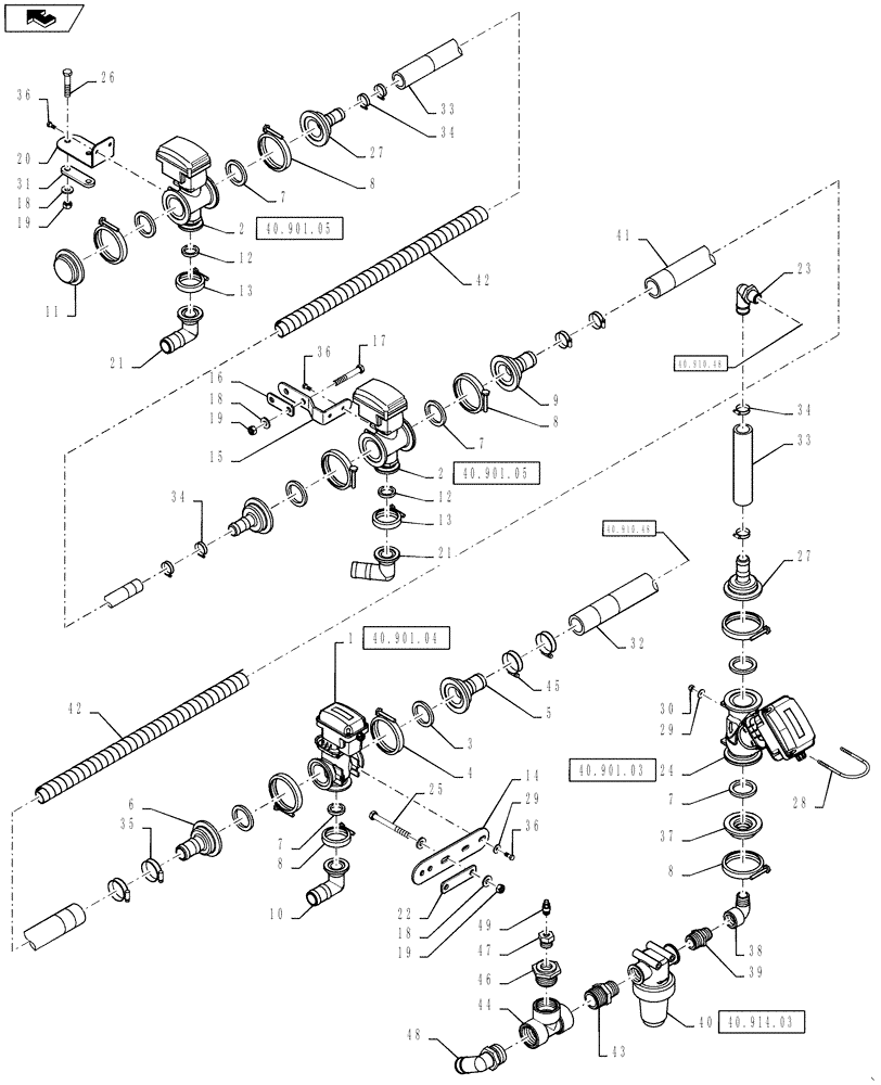 Схема запчастей Case IH 4430 - (40.910.49) - BOOM PLUMBING, 7 SECTION, 120 BOOM (40 ) - PLUMBING