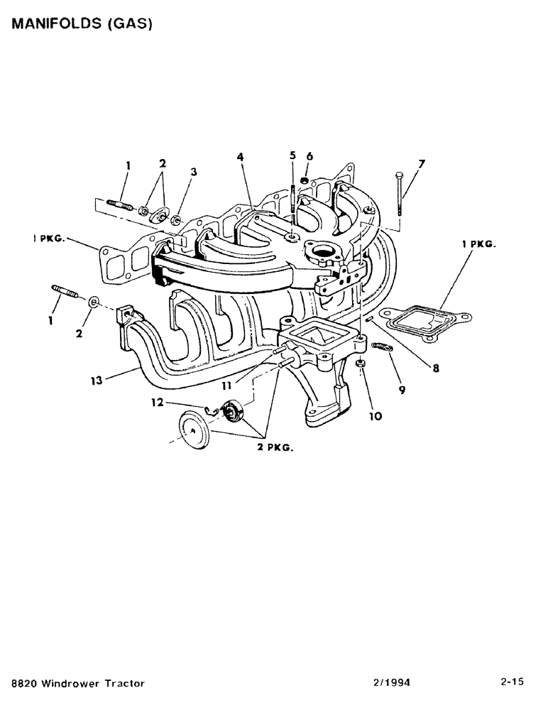 Схема запчастей Case IH 8820 - (2-15) - MANIFOLDS, GAS (02) - ENGINE