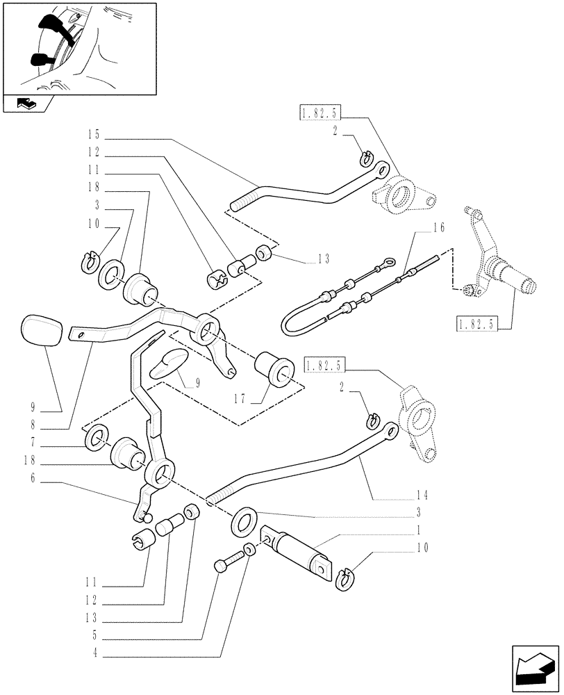 Схема запчастей Case IH FARMALL 95C - (1.92.82[01]) - LIFTER OUTER CONTROLS (10) - OPERATORS PLATFORM/CAB